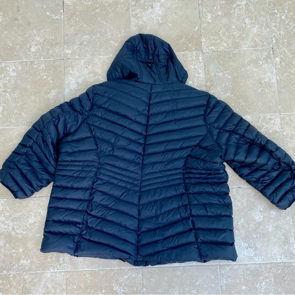 Lands End Wanderweight Down Puffer Jacket Womens 3X Black Hooded Packable - Picture 4 of 16